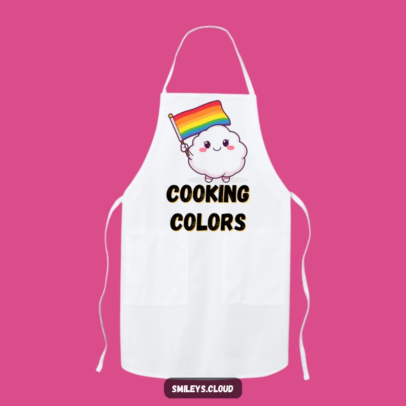 Funny Smiling Cloud Critter Apron - Rainbow Flag Kitchen Gift, Pride