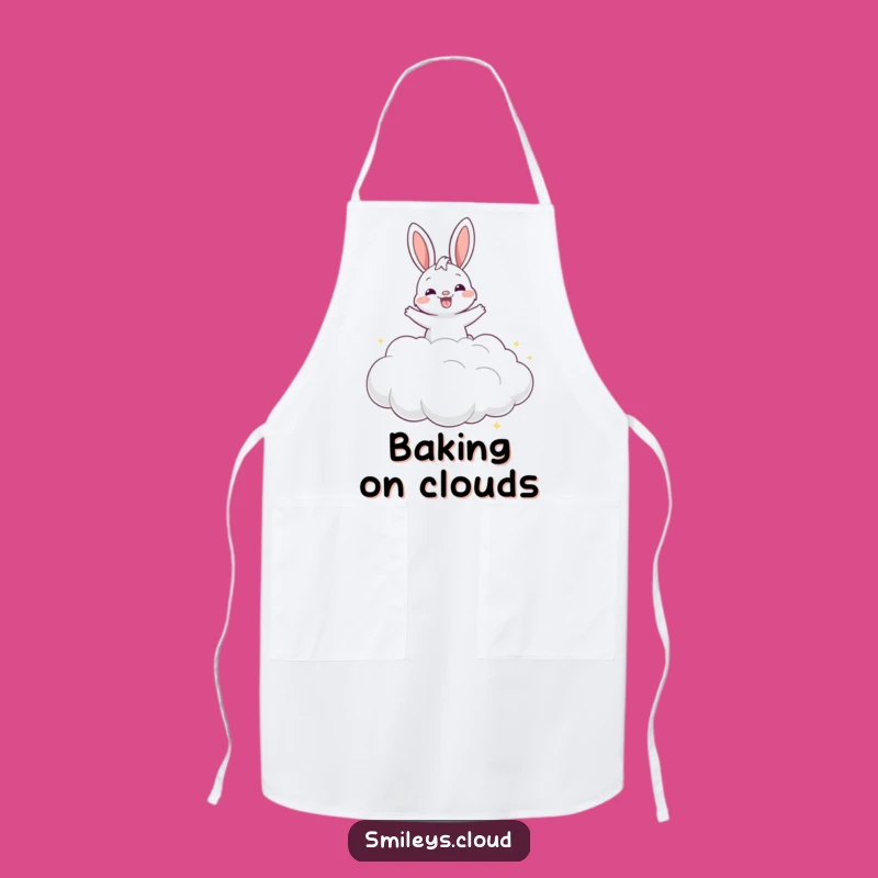 Funny Grinning Bunny Cloud Apron - Kitchen Fun with a Happy Hop Gift