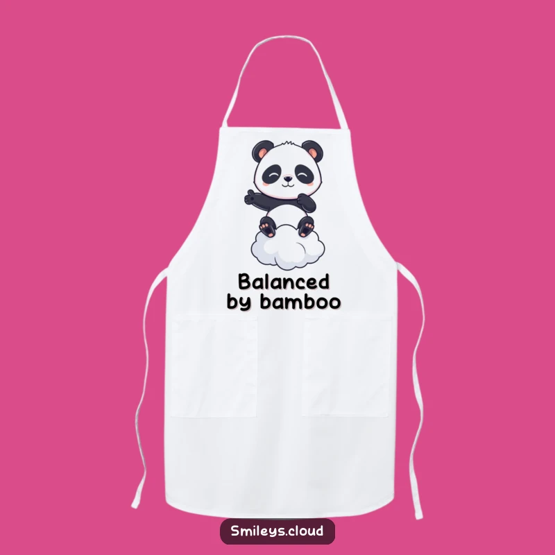 Funny Panda Apron: Determined Panda Balances Cloud, Kitchen Funny Gift