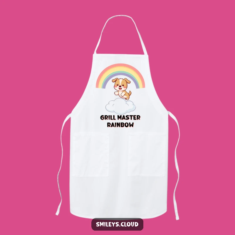 Funny Dog Rainbow Cloud Apron: Cook with Playful Energy
