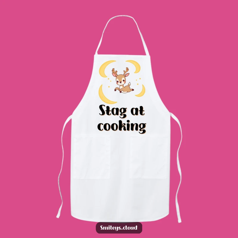 Funny Joyful Deer Moon Apron - Cook with Magic and Whimsical Flair!