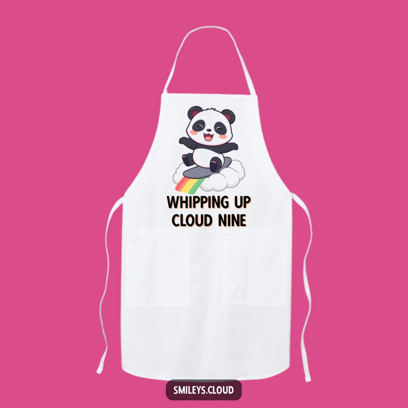 Funny Panda Surfing Rainbow Cloud Apron - Kitchen Fun Gift