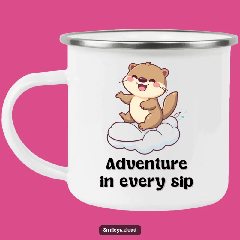 Funny Otter Cloud Surfer Camping Mug: Adventure Fuel On The Go