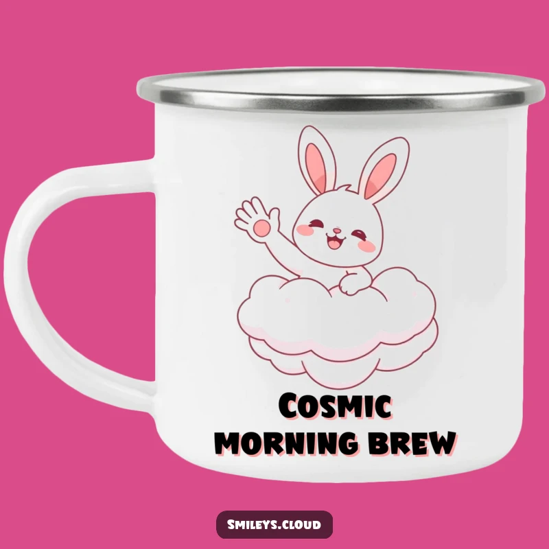 Funny Bunny Cloud Camping Mug: Cheerful Outdoor Character, Great Funny Gift