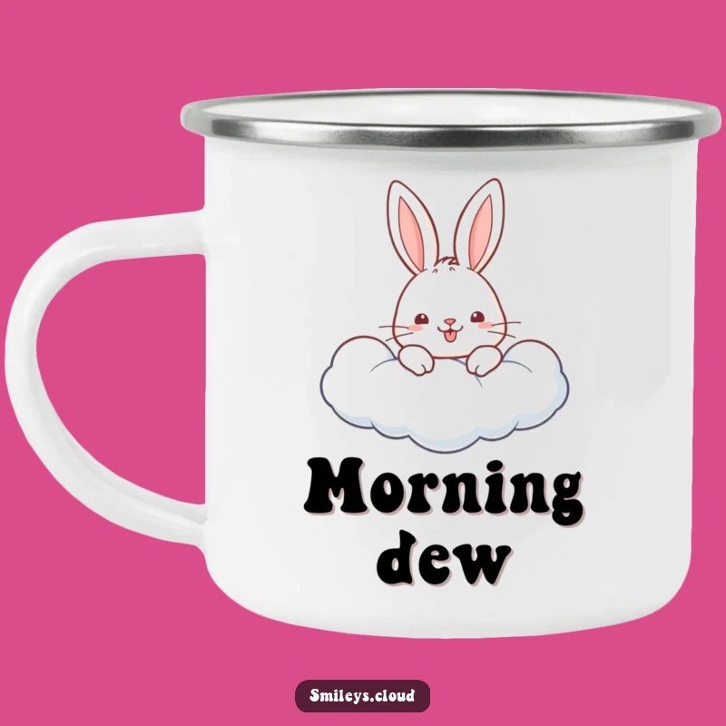Funny Cheerful Rabbit Cloud Camping Mug - Cute Outdoor Cup, Funny
