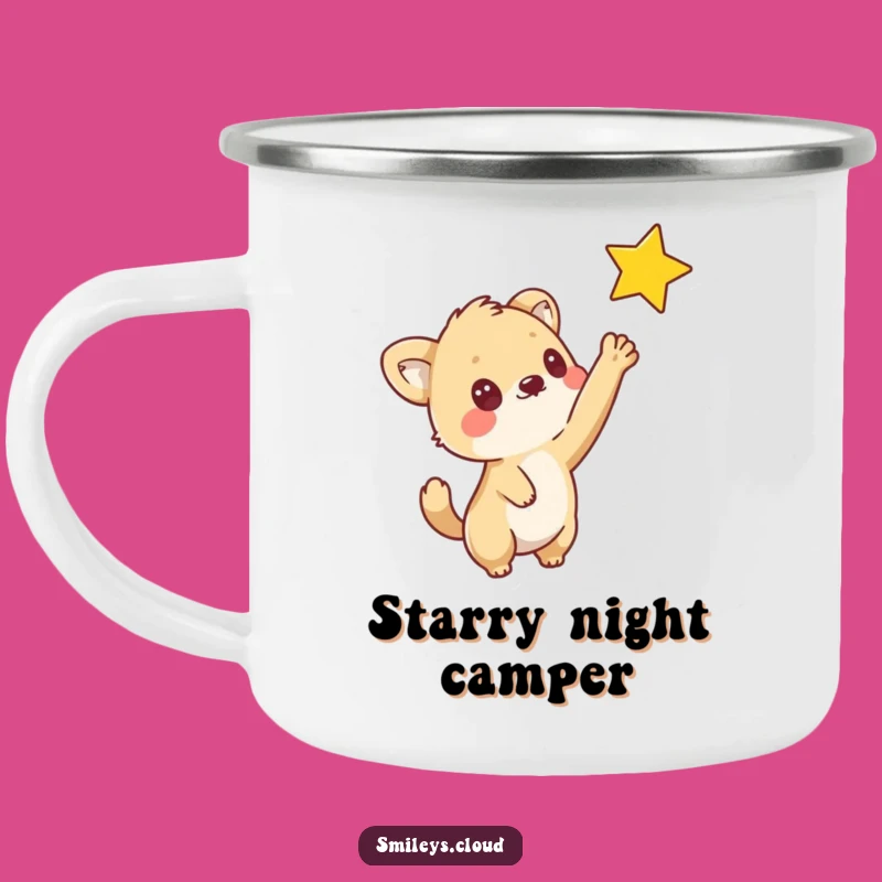 Funny Curious Animal Star Camping Mug: Whimsical Cartoon Companion for Stargazers