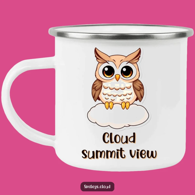 Funny Curious Owl Camping Mug - Adventure Fuelled by Funny Owl Wonder