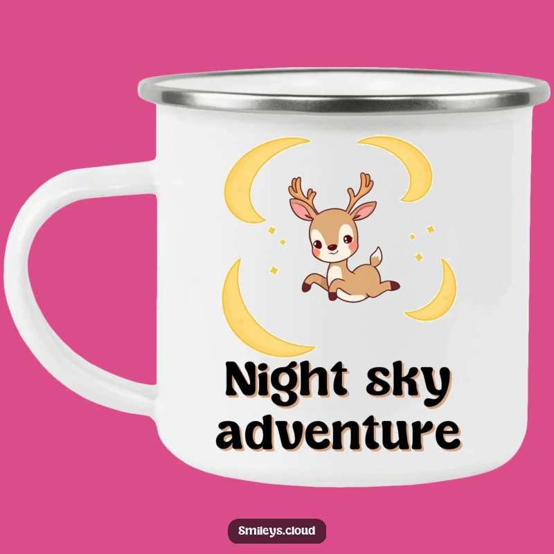Funny Joyful Deer Moon Camping Mug - Celestial Campfire Companion!