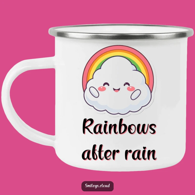 Funny Proud Cloud Camping Mug: Rainbow Joy for Outdoor Adventures
