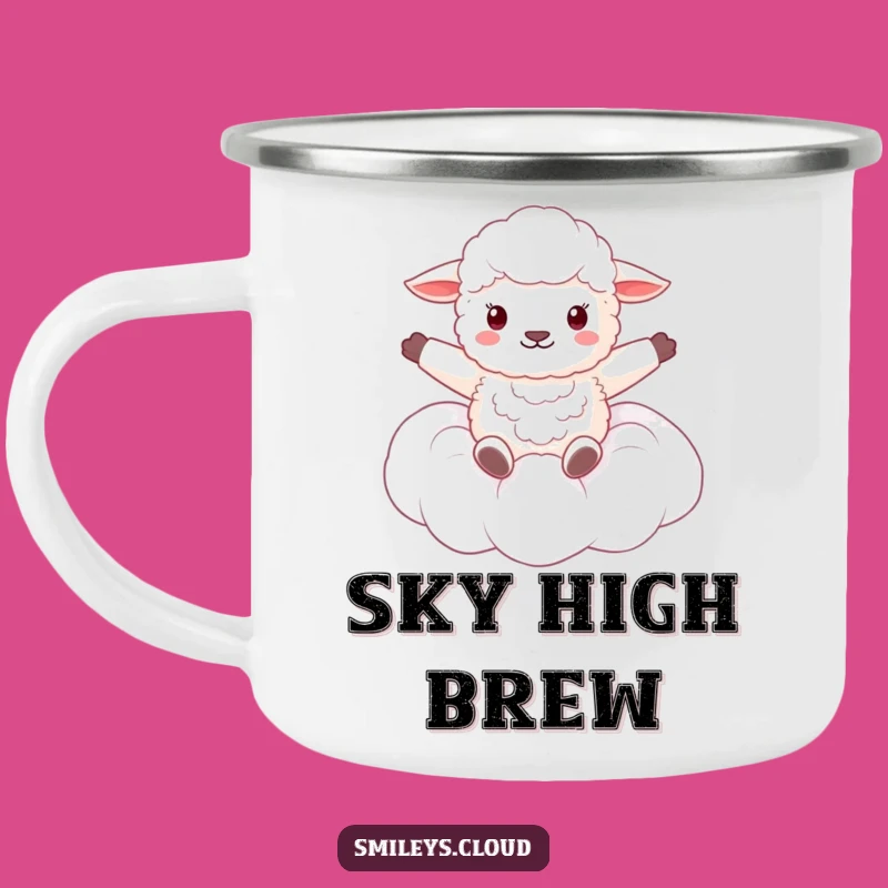 Funny Fluffy Sheep Cloud Camping Mug - Dreamy Outdoor Coffee Cup