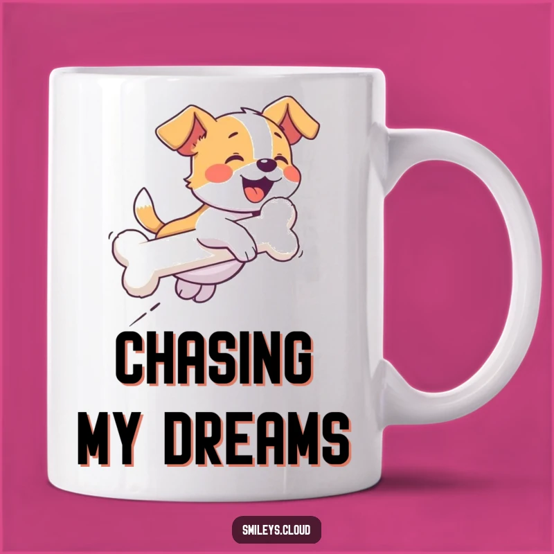 Funny Dog Bone Cloud Mug: Hilarious Chase Design, Perfect Gift for Dog Lovers