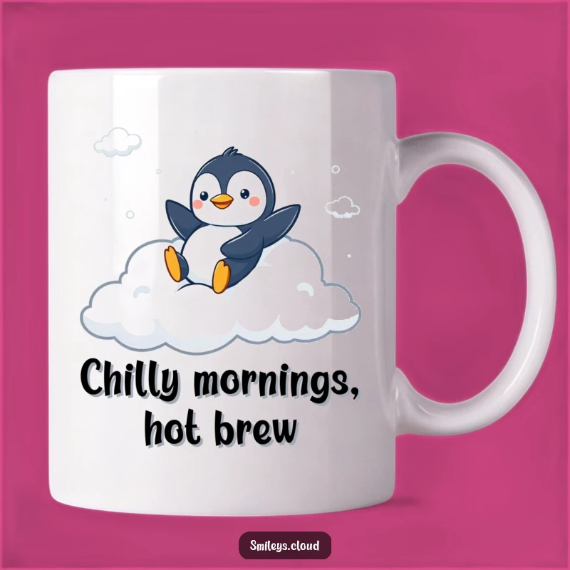 Funny Peppy Penguin Cloud Mug - Slide into Fun with Every Sip!