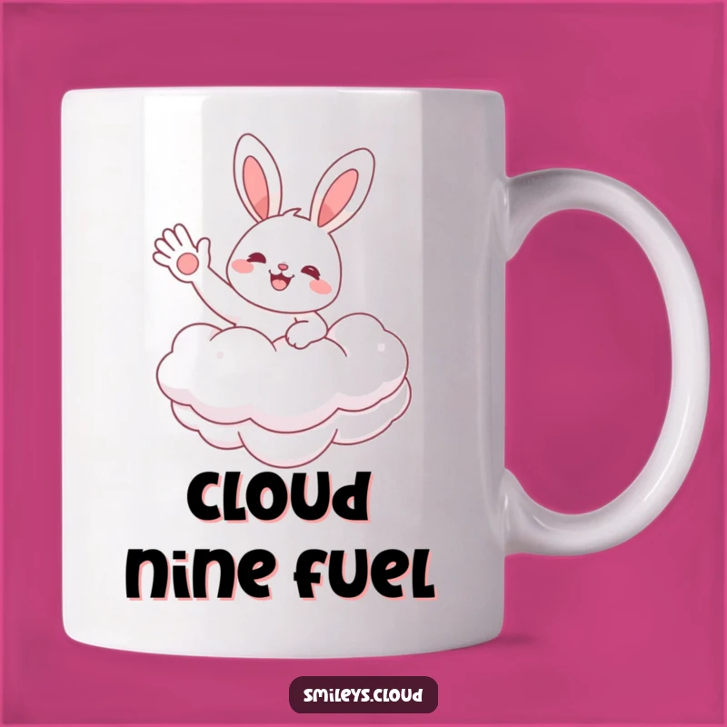 Funny Bunny Cloud Mug: Cheerful Character Floating Hello Gift for Bunny Lovers