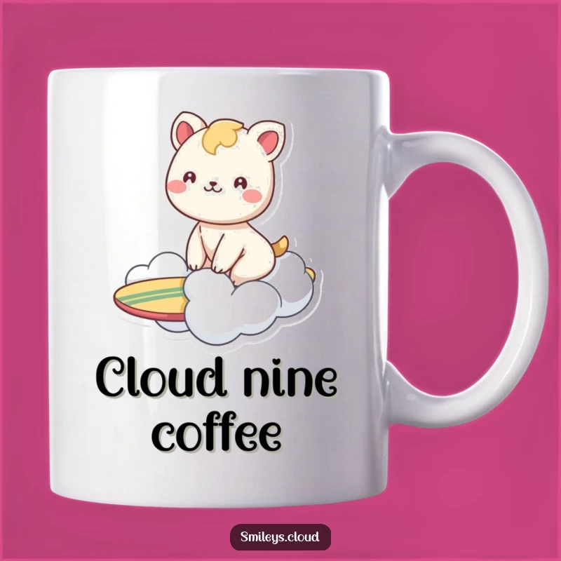 Funny Animal Cloud Surf Mug: Joyful Cartoon Rider Gift for Happy Vibes