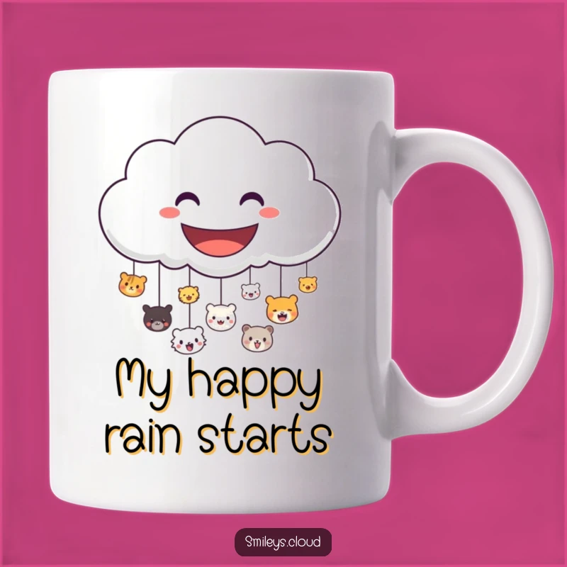 Funny Cloud Animal Face Mug: Cheerful Raining Joyful Gift for Animal Lovers