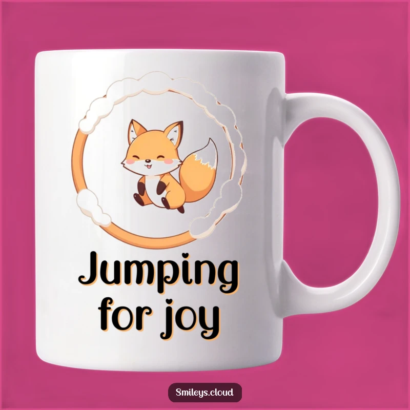 Funny Fox Cloud Hoop Mug: Playful Fox Jumping, Perfect Funny Gift