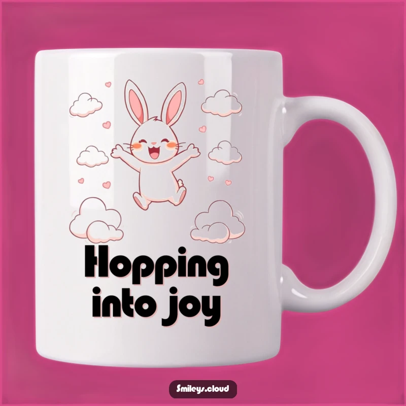 Funny Happy Rabbit Cloud Mug - Joyful Leaping Hare Gift for Friends