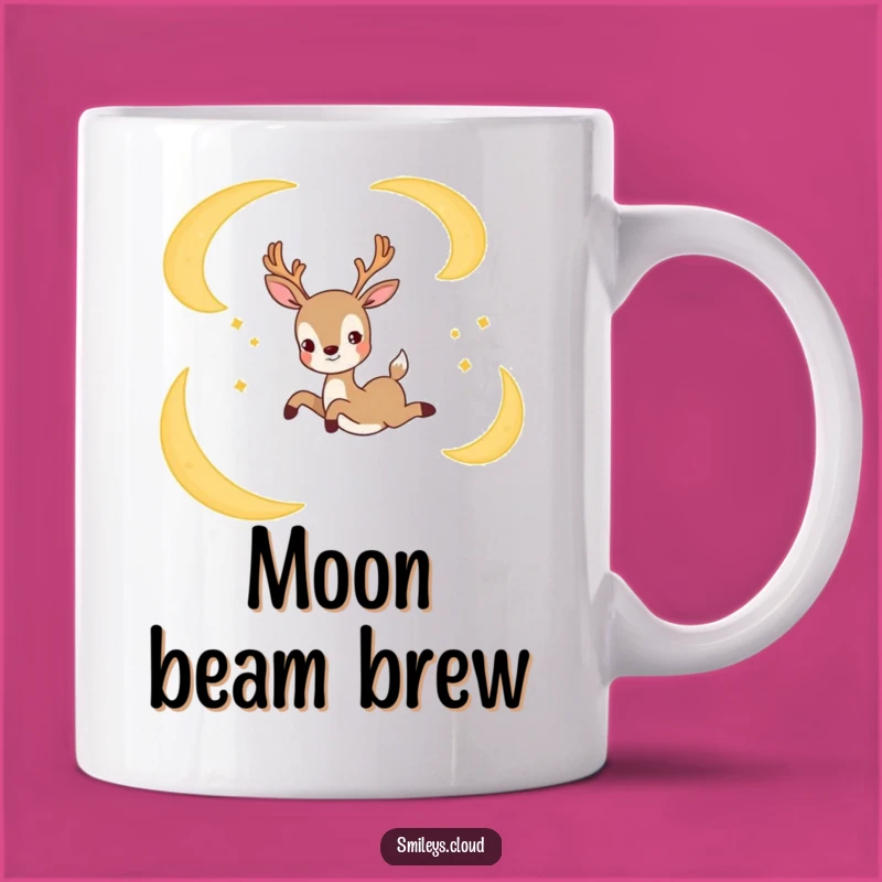 Funny Joyful Deer Moon Mug - Leap into Laughter with Celestial Fun!
