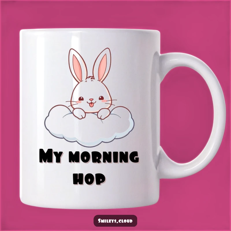 Funny Cheerful Rabbit Cloud Mug - Adorable Animal Gift, Cute and Funny