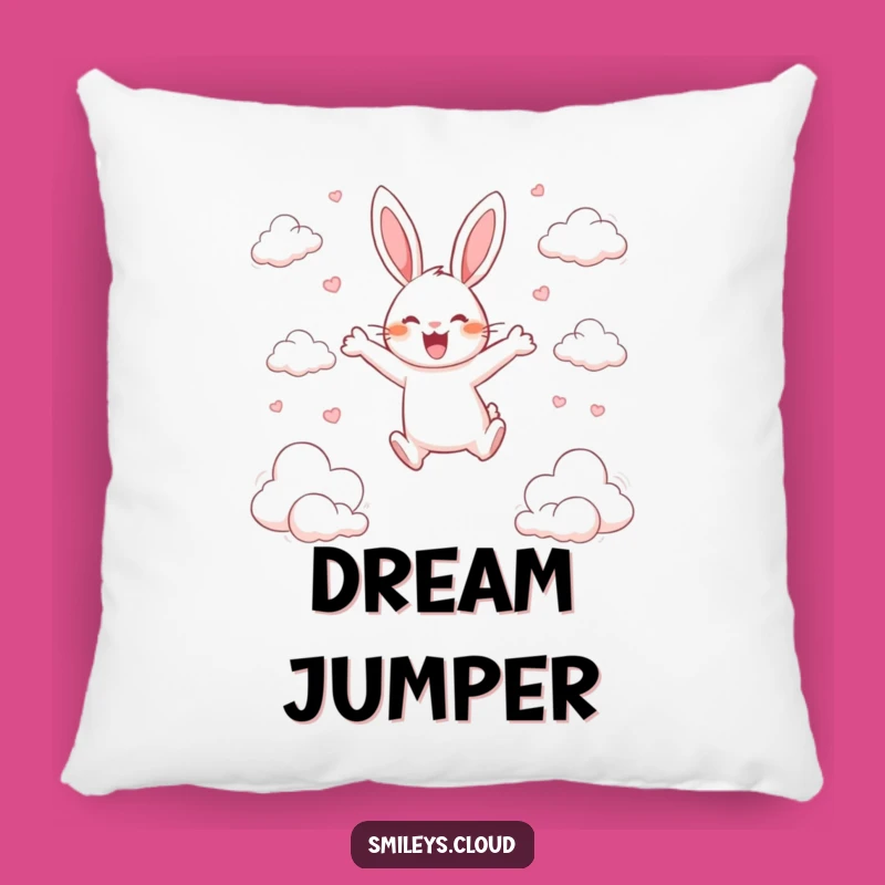 Funny Happy Rabbit Cloud Pillow - Cozy Leaping Hare Cushion