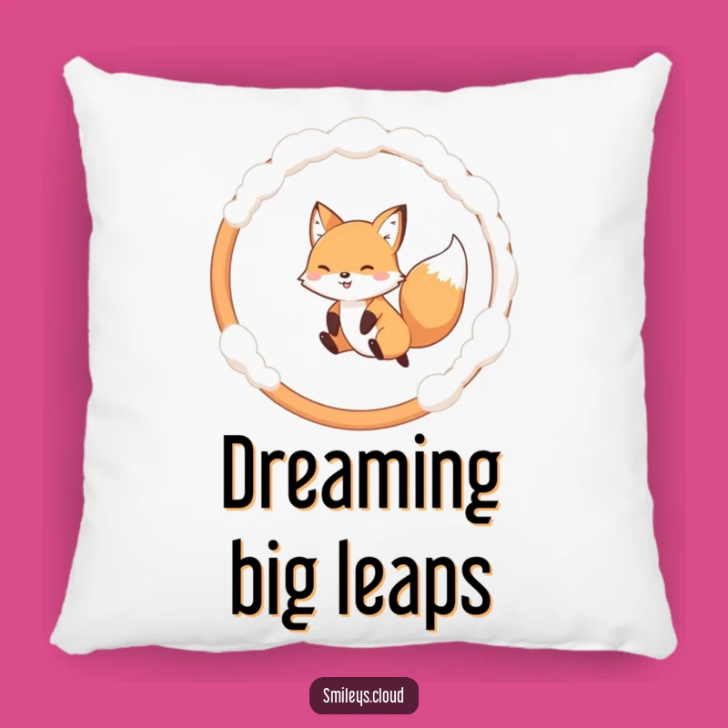Funny Fox Pillow: Playful Fox Jumps Cloud Hoop, Cozy Funny Gift