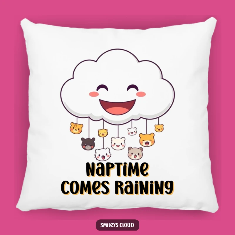 Funny Cloud Pillow: Soft & Cheerful Raining Animal Faces Cushion Gift
