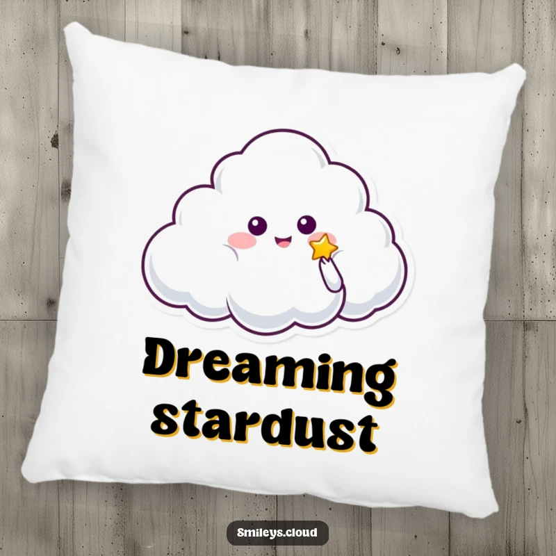 Funny pillow with a cloud character design, offering a small, glowing star for a cozy and magical accent.