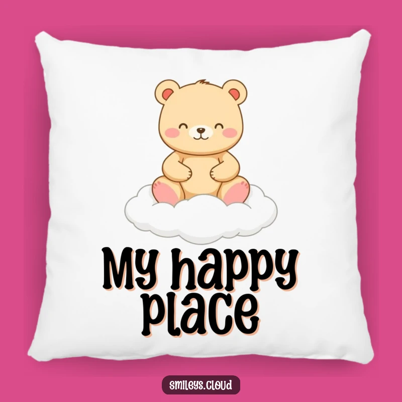 Funny Zen Bear Pillow: Soft Meditating Bear on Cloud, Cozy Funny Gift