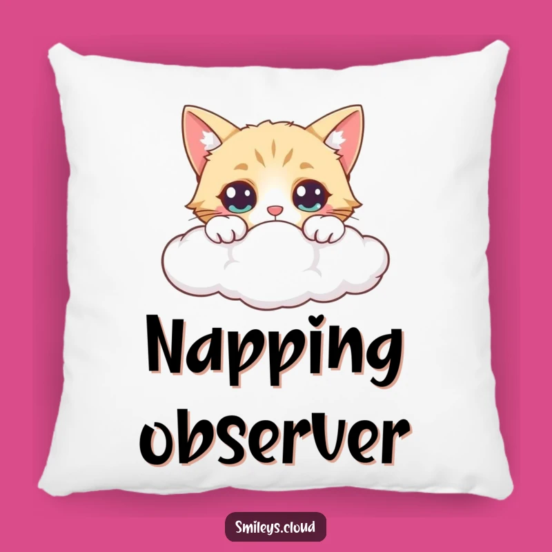 Funny Curious Cat Cloud Pillow - Cozy Wide-Eyed Cushion