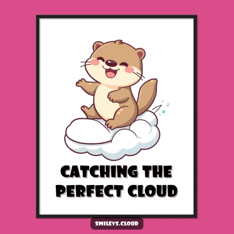 Funny Otter Cloud Surfer Digital Art: Instant Action for Walls