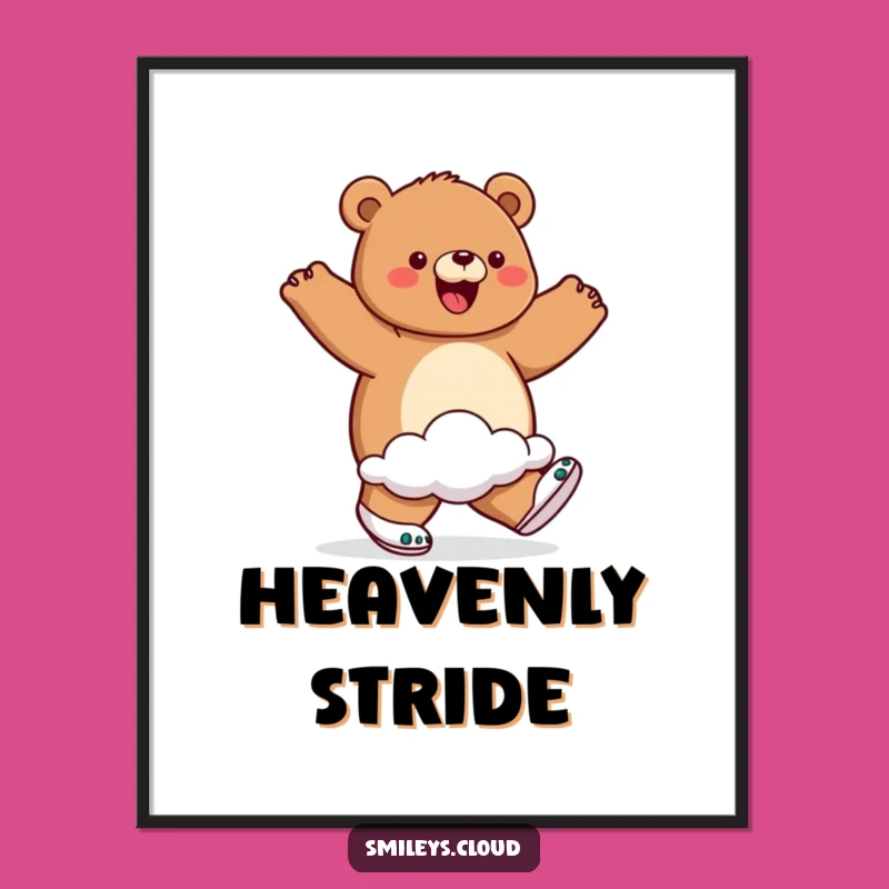 Funny Bear Cloud Shoes Digital Art Print: Instant Joyful Decor, Perfect Gift