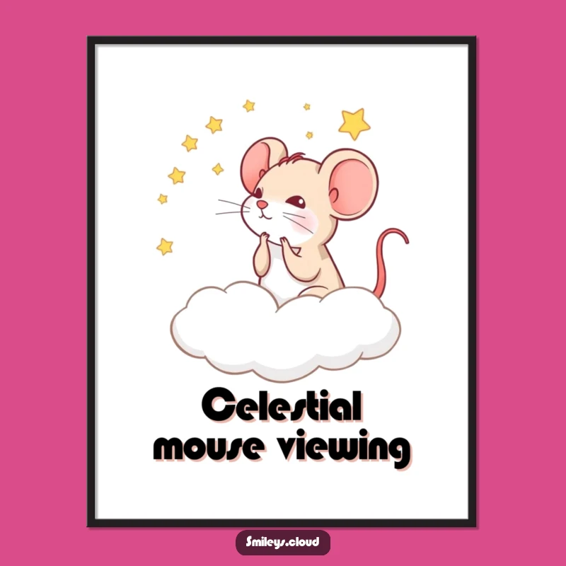 Funny Mouse Cloud Digital Art: Instant Wonder Funny Gift for Walls