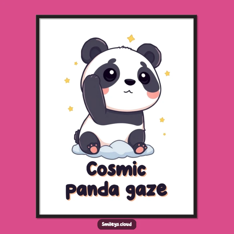 Funny Panda Star Gaze Digital Art: Curious Explorer's Hilarious Funny Gift
