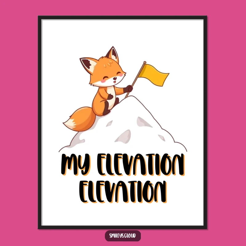 Funny Fox Cloud Summit Digital Art Print: Hilarious Wall Decor Gift