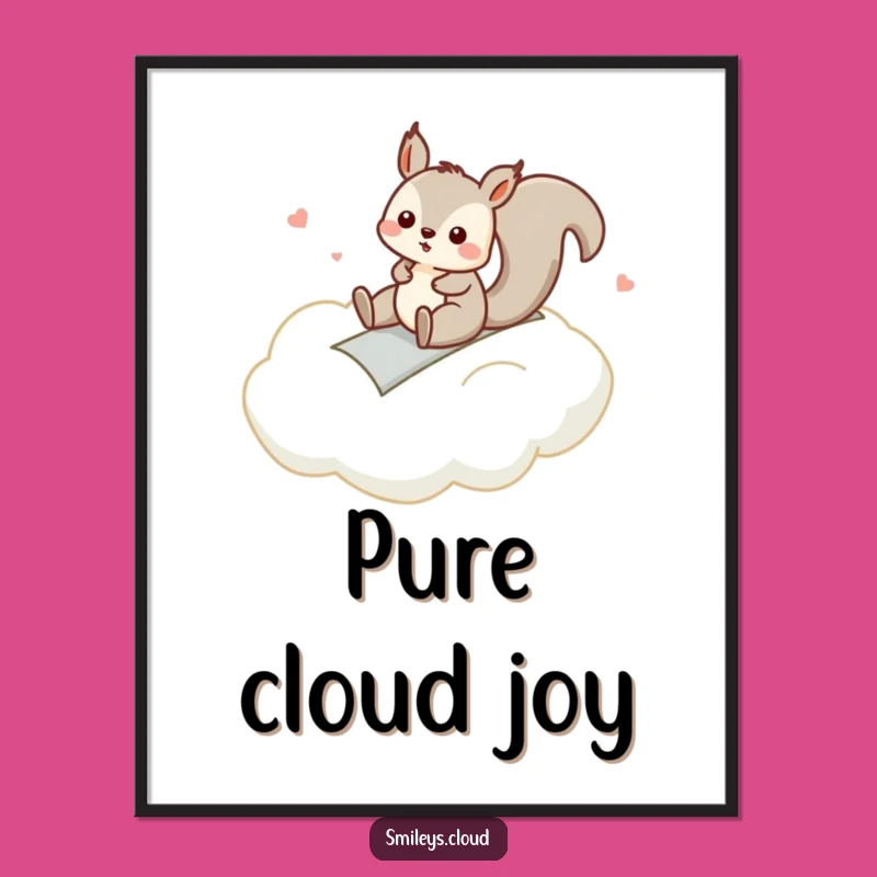 Funny Squirrel Cloud Slide Digital Art Print: Instant Playful Decor, Perfect Gift