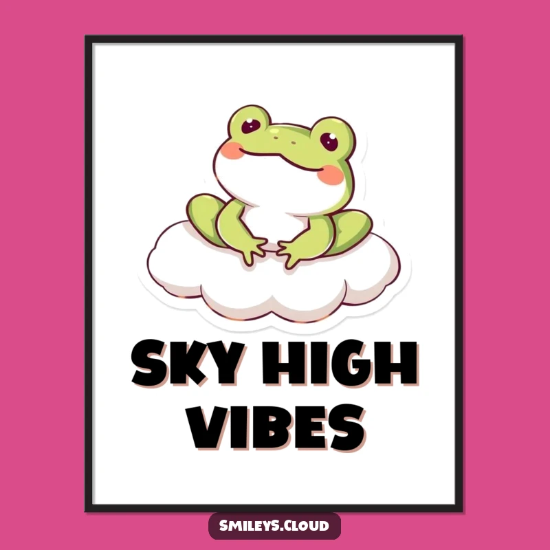 Funny Frog Cloud Bliss Digital Art - Hilarious Printable for Frog Fans