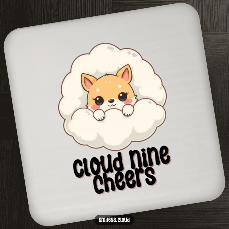 Funny Peeking Animal Coaster: A cute animal peeking from behind a fluffy cloud, designed to protect your surfaces.
