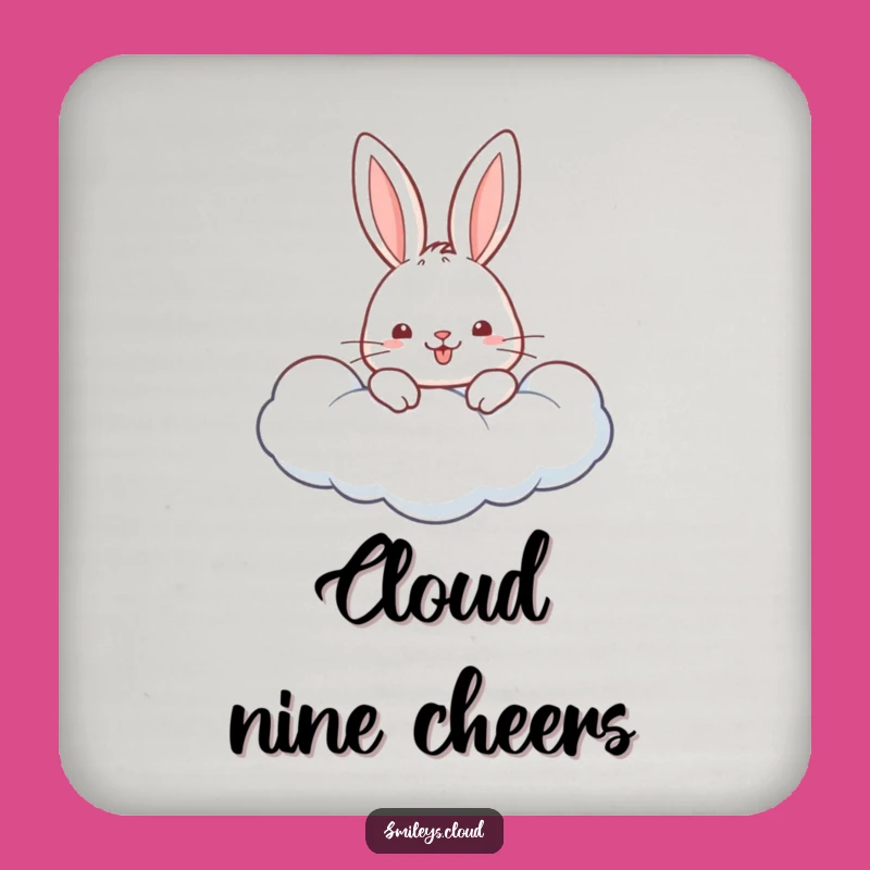 Funny Cheerful Rabbit Cloud Coaster - Cute Drink Protector, Funny Gift
