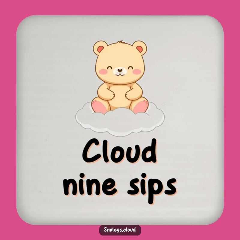 Funny Zen Bear Coaster: Meditating Bear on Cloud, Protection Funny Gift