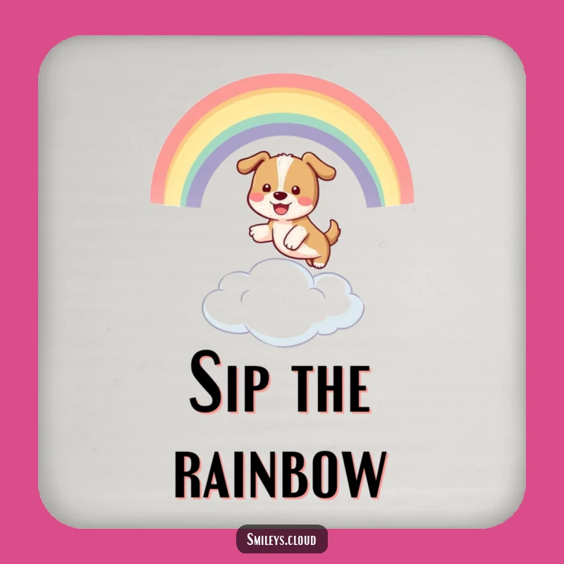 Funny Dog Rainbow Cloud Coaster: Protect Surfaces with Playful Style