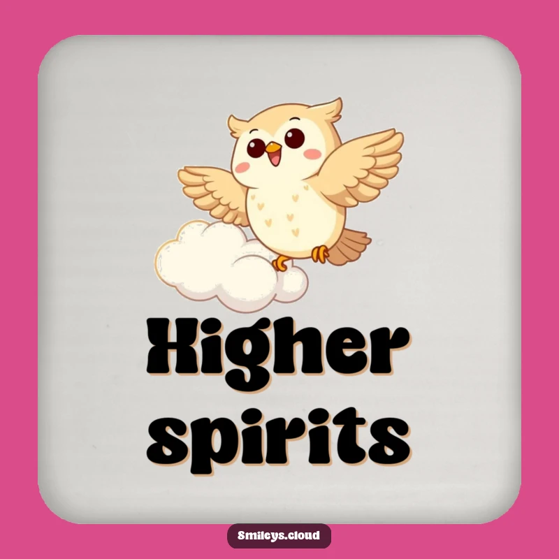 Funny Joyous Owl Soaring Drink Coaster: Protect Surfaces with Hilarious Art