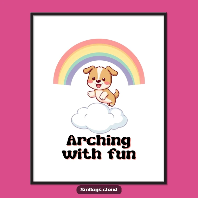 Funny Dog Rainbow Cloud Poster: Brighten Your Space with Joy