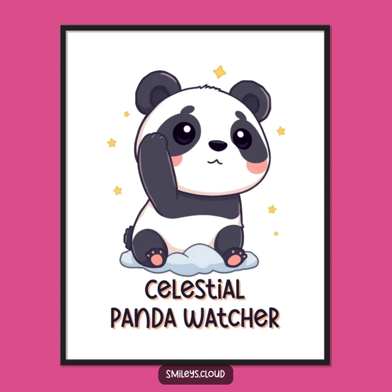 Funny Panda Star Gaze Poster: Curious Explorer's Hilarious Funny Gift