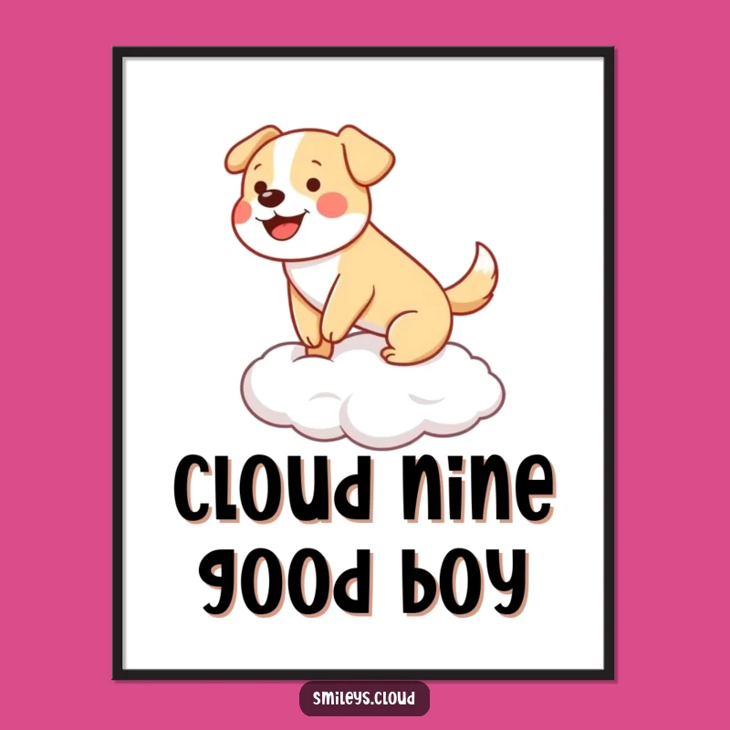 Funny Dog Cloud Balance Poster: Joyful Wall Art for Dog Lovers