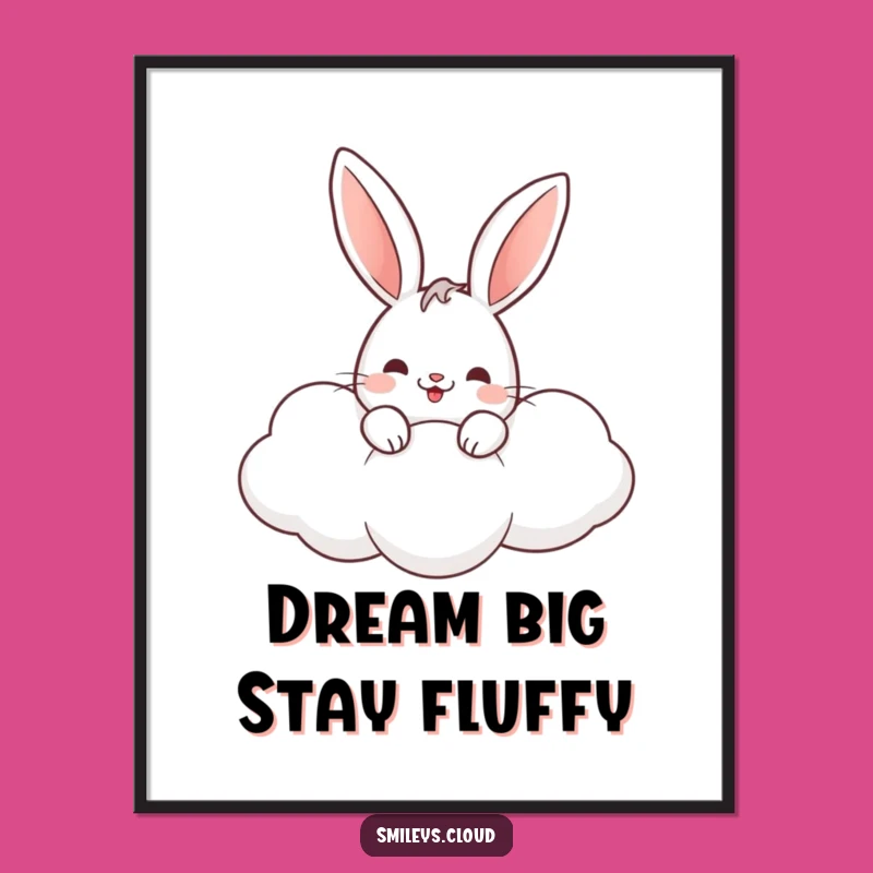 Funny Rabbit Cloud Poster: Whimsical Wall Art