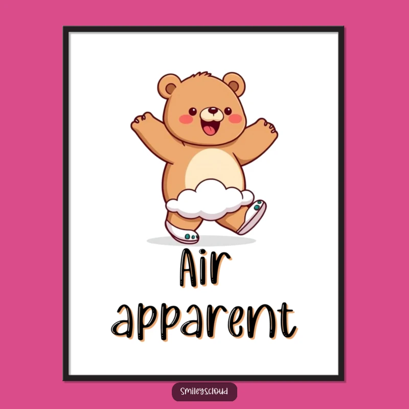 Funny Bear Cloud Shoes Poster: Whimsical Art, Perfect Gift for Dreamers