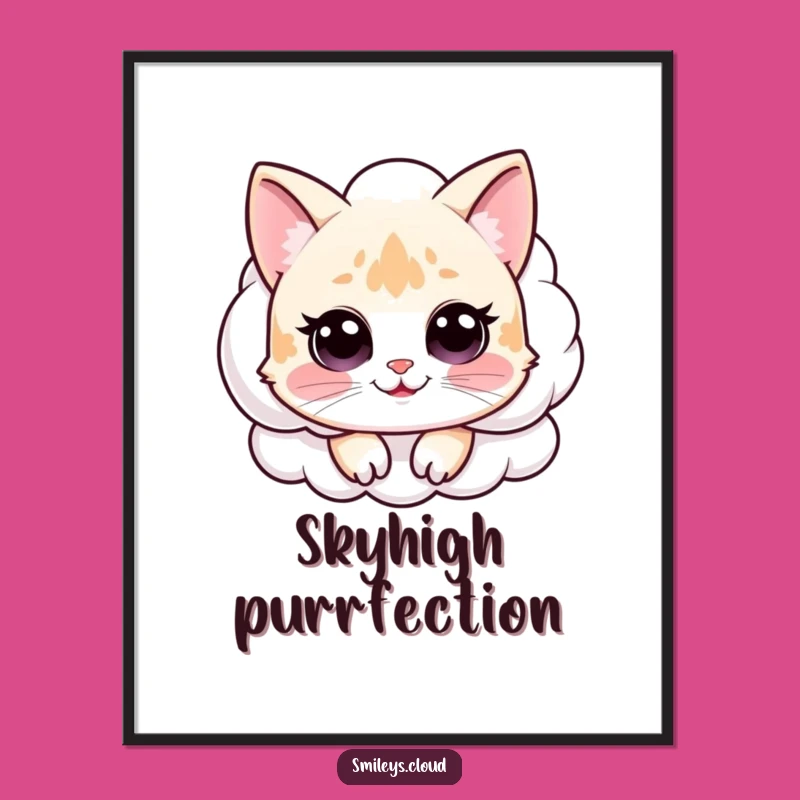 Funny Cat Cloud Poster: Add Dreamy Humor to Your Walls