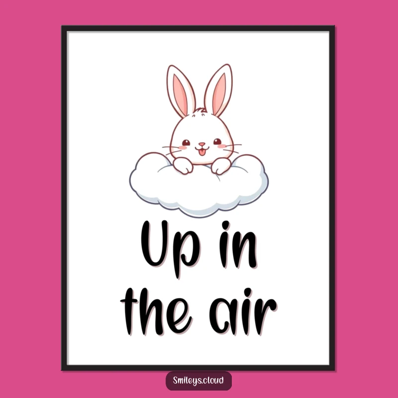 Funny Cheerful Rabbit Cloud Poster - Cute Wall Art, Adorable Gift