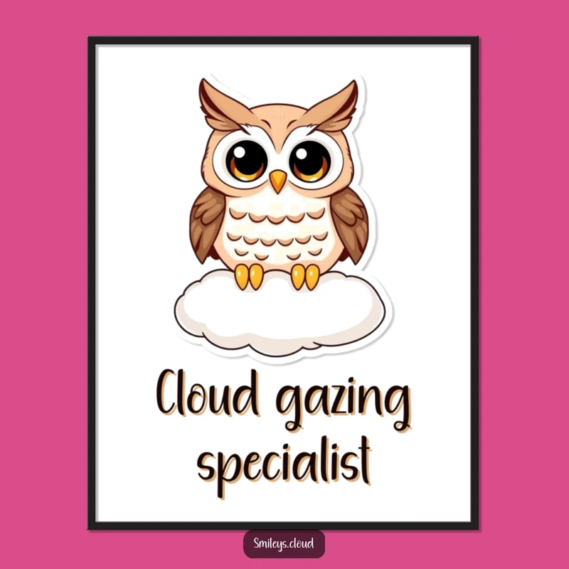 Funny Curious Owl Poster - Whimsical Wall Art and Funny Owl Gift Decor