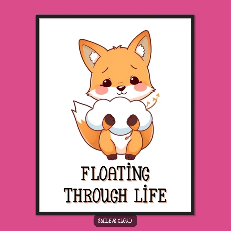 Funny Fox Cloud Balloon Poster - Enchanting Wall Art Gift